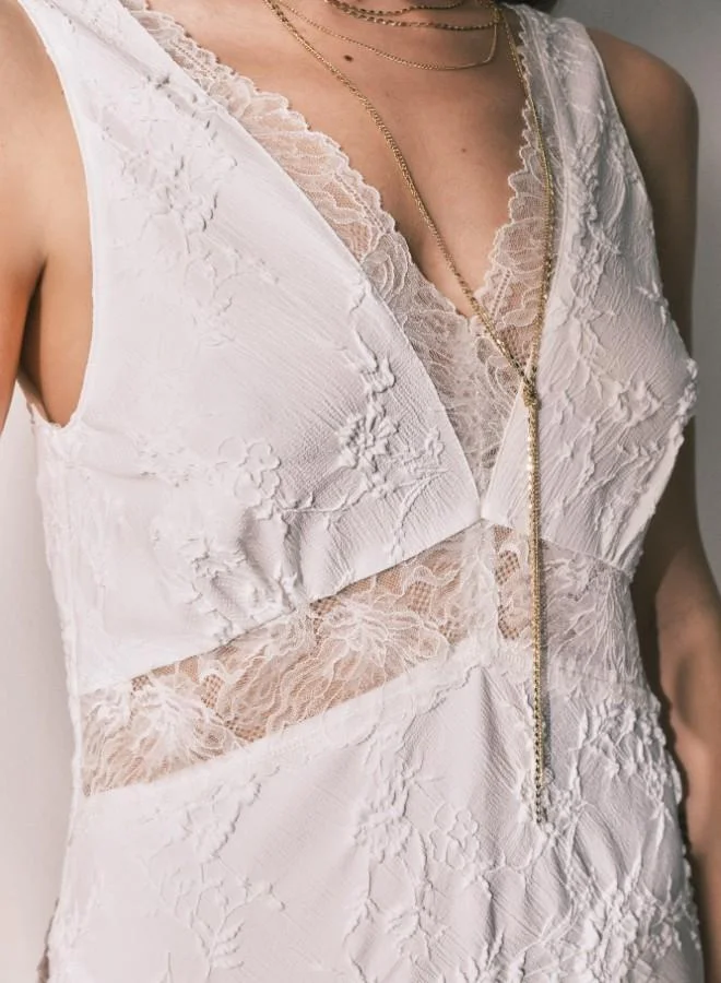 women'secret  Long satin jacquard nightdress in White for Women | Best Price UAE